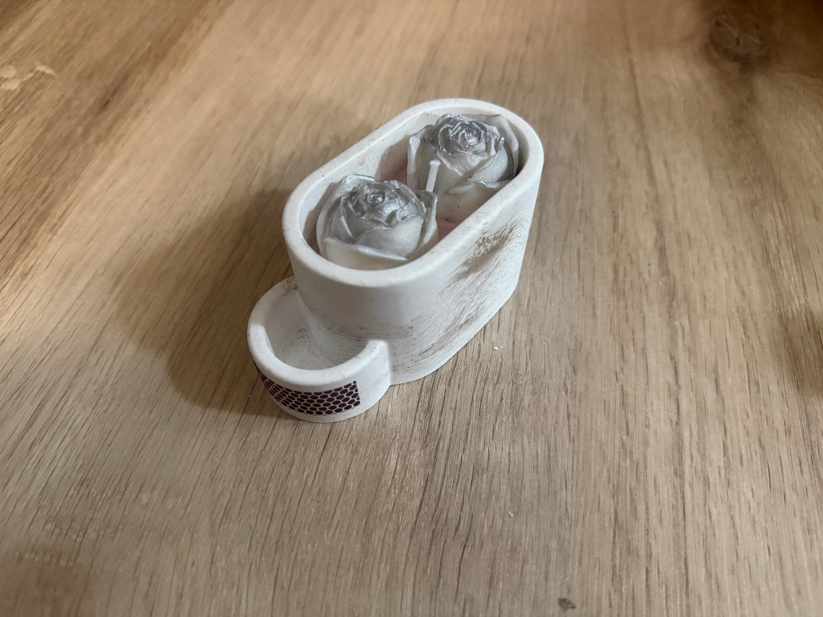 Silver Rose Mini Candle – Handgemachte Rosenkerze