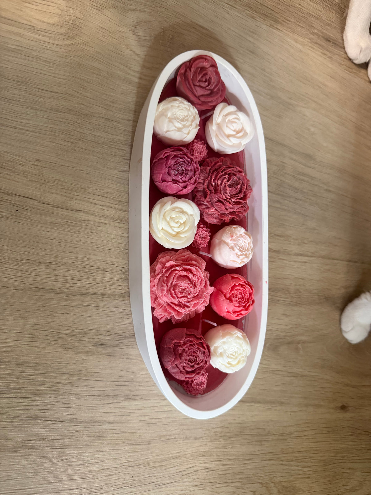 XXL Blumenkerze – Handgemachte Duftkerze mit Rosen & Pfingstrosen