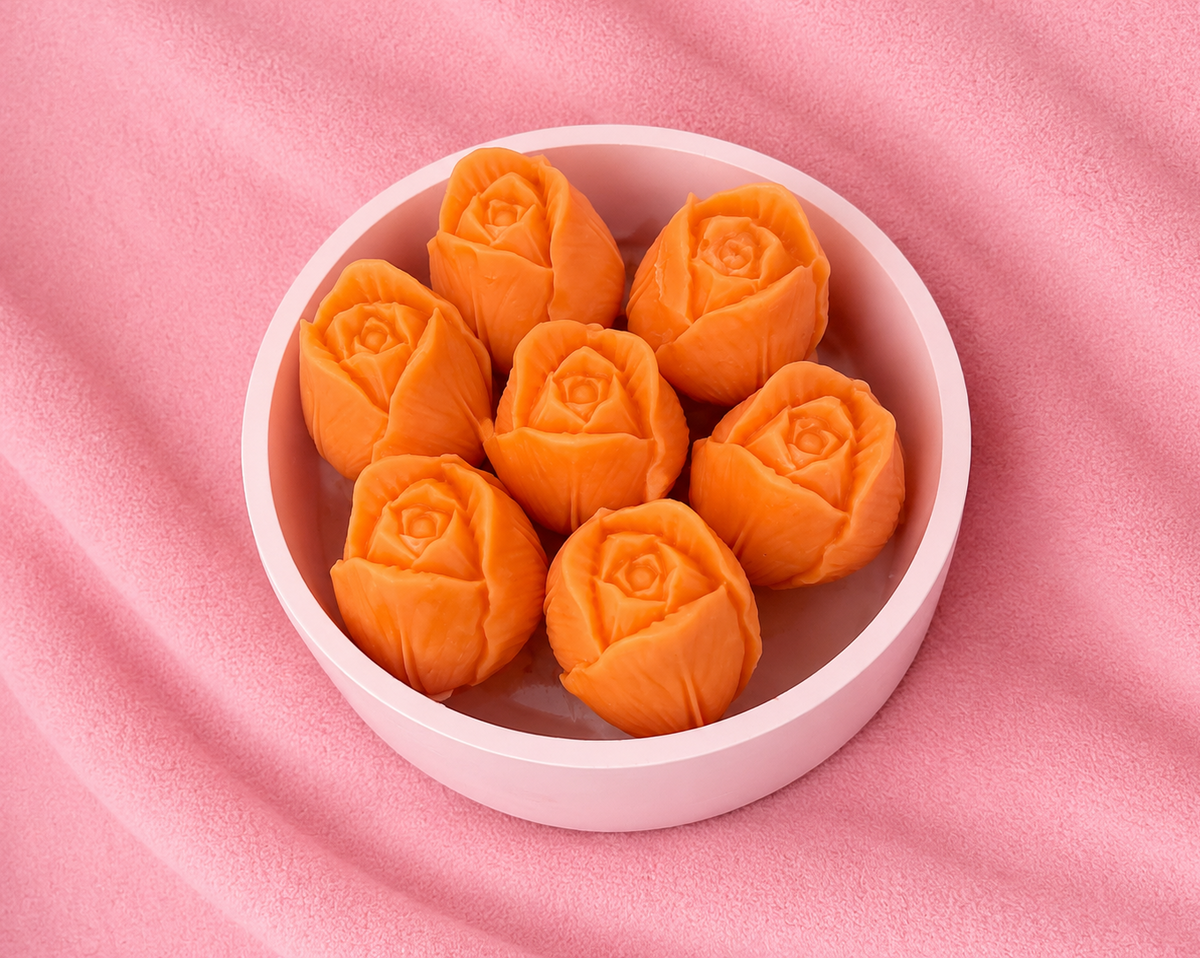 Orange Rose Bowl – Handgemachte Sojawachskerze mit Rosen
