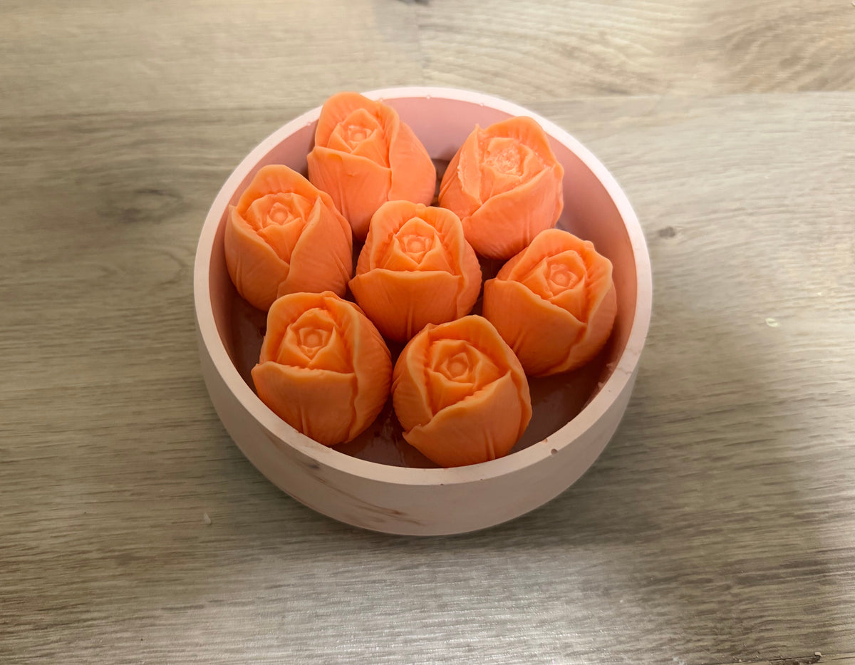 Orange Rose Bowl – Handgemachte Sojawachskerze mit Rosen
