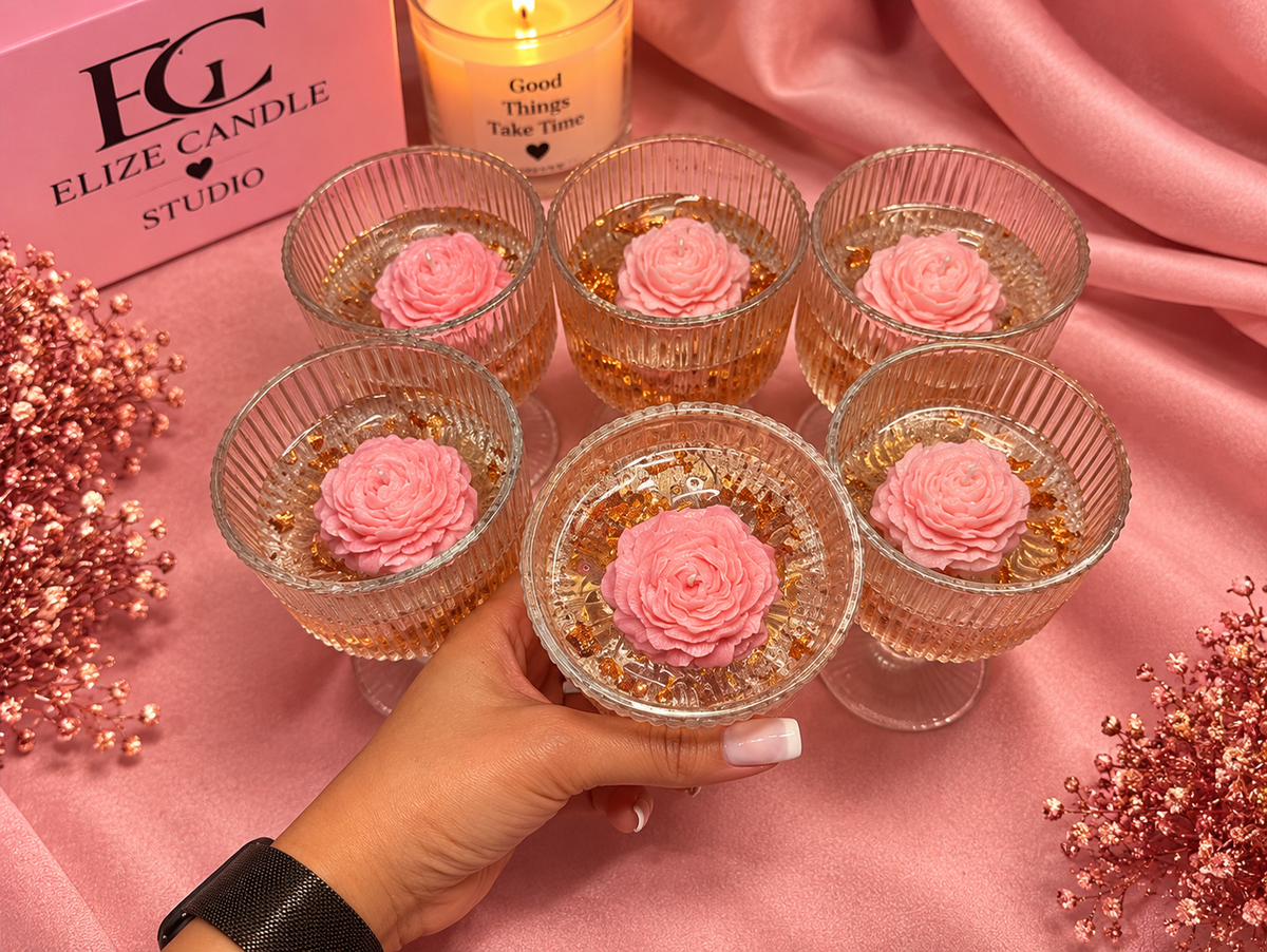 Rose Elegance – Handgemachte Blumenkerze im Glas