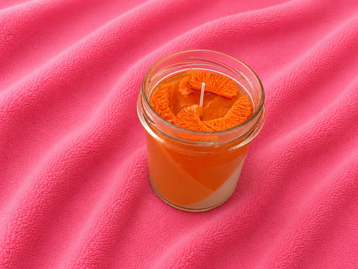 Mandarinenkerze im Glas mit Deckel – Handgemachte Dekokerze